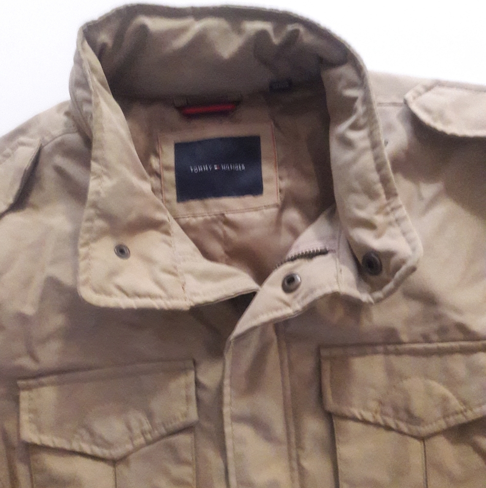 TOMMY HILFIGER Men's Military/field Cotton Quilted Coat Full Zip Jacket Size L - Picture 7 of 10